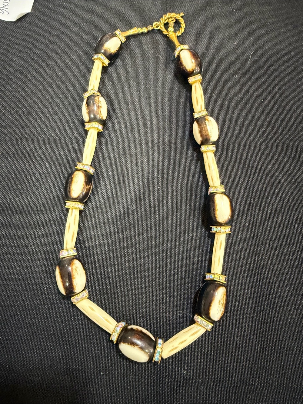 Vintage Designer Handmade Necklace Original Rarity Beads And Bone